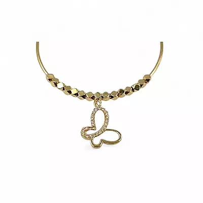 Sparkling Gold Butterfly Charm Bangle Bracelet for Kids