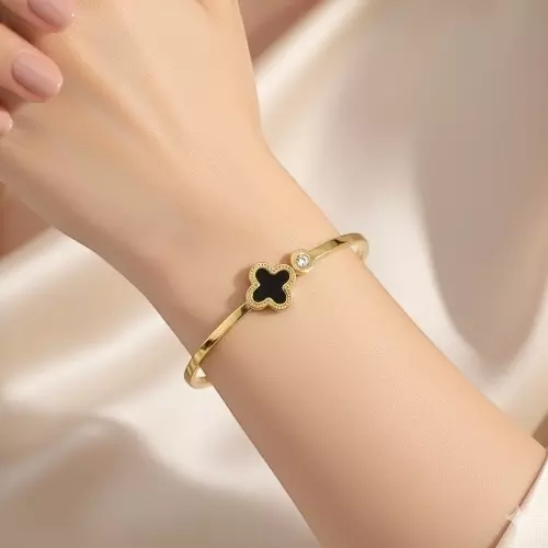 Black Clover Anti-Tarnish Gold Bangle - Stainless Steel