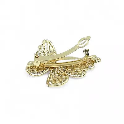 Crystal Butterfly Hair Clip - Sparkling Gold Barrette