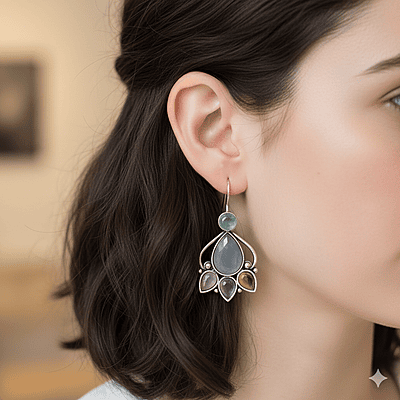 Multi-Gemstone Teardrop Earrings - Sterling Silver Dangle Earrings