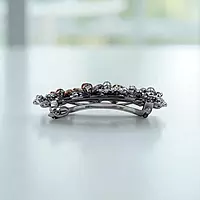 Elegant Floral Barrette Hair Clip with Crystals & Pearls