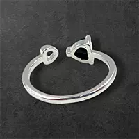 Heart Gemstone Adjustable Ring | Silver-Plated Statement Jewelry