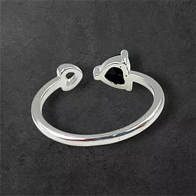 Heart Gemstone Adjustable Ring | Silver-Plated Statement Jewelry