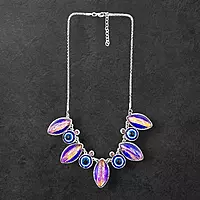 Protective Evil Eye Pendant Necklace - Dichroic Glass Good Luck Charm