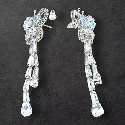 Dazzling Crystal Butterfly Dangle Earrings	Long Drop