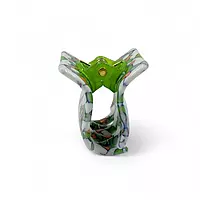 Retro Floral Mini Hair Claw Clip - Green & White Acetate Jaw Clip
