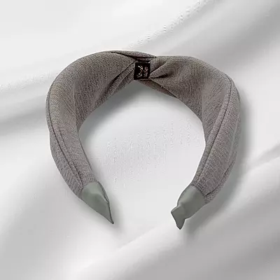 Chic Grey Knotted Headband - Textured Fabric Hair Accessory