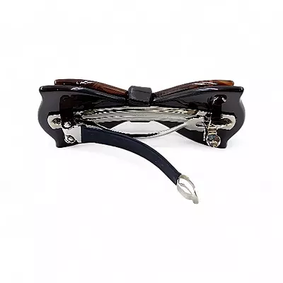 Elegant Tortoiseshell Brown Ribbon Hair Barrette Clip for Women