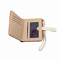 Slim Bi-fold Wristlet Wallet with Zipper & Card Holder