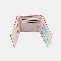 Cute Pink Trifold Cartoon Wallet with ID Window & Charms