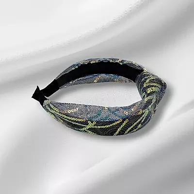 Iridescent Sequin Knotted Headband - Glamorous Hair Accessory
