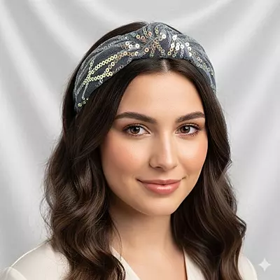 Iridescent Sequin Knotted Headband - Glamorous Hair Accessory