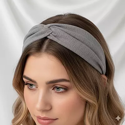 Chic Grey Knotted Headband - Textured Fabric Hair Accessory