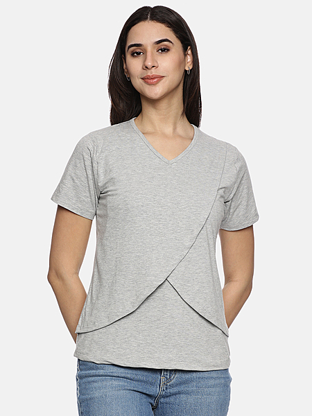 KIKWIT Maternity Feeding Tops Without Zip for Women, Feeding Coverup Pregnancy Tshirt,Feeding T-Shirt for Easy Nursing & Breastfeeding, Maternity Top Wear for Mothers grey colour KIKWIT Maternity Feeding Tops Without Zip for Women, Feeding Coverup Pregnancy Tshirt,Feeding T-Shirt for Easy Nursing & Breastfeeding, Maternity Top Wear for Mothers grey colour