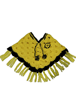 Handknitted Yellow and Black woolen poncho and cap for kids between 3 and 5 years || Beautiful Chrochet touch
