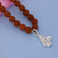 Rudraksha Mala/Chain with Sterling Silver Iyyappa Pendent/Dollar