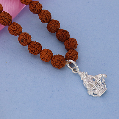 Rudraksha Mala/Chain with Sterling Silver Iyyappa Pendent/Dollar