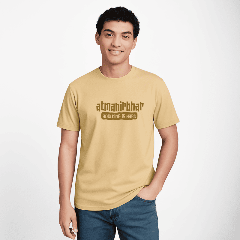 Atmanirbhar Graphic T-shirt | Light Brown