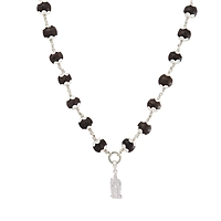 Karungali Mala with Silver Murugan, Vel & Tamil Om Pendant Spiritual Mala