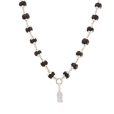 Karungali Mala with Silver Murugan, Vel & Tamil Om Pendant Spiritual Mala Karungali Mala with Silver Murugan, Vel & Tamil Om Pendant Spiritual Mala
