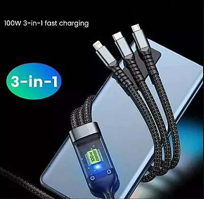 Super Fast 3 in 1 Charging Cable 100w Pack of 1 Super Fast 3 in 1 Charging Cable 100w Pack of 1