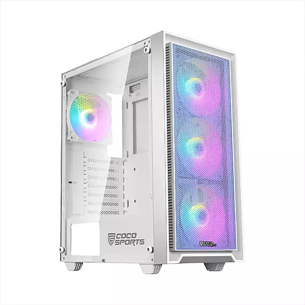 Coconut Core 400M Gaming Cabinet – Mid ATX | White Edition | Efficient Airflow Design | Transparent Side Panel | High-Performance Builder Case