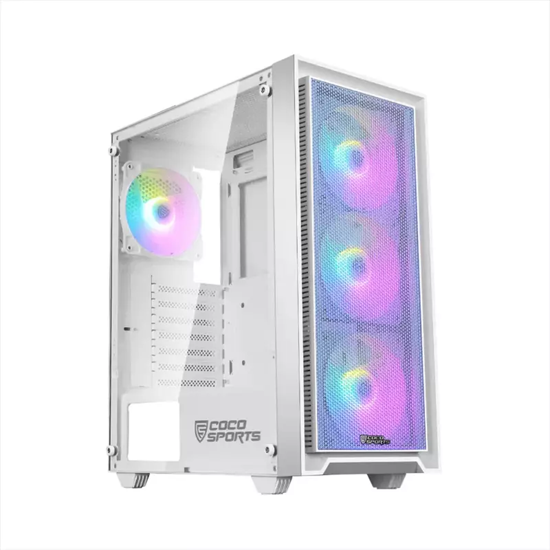 Coconut Core 400M Gaming Cabinet – Mid ATX | White Edition | Efficient Airflow Design | Transparent Side Panel | High-Performance Builder Case