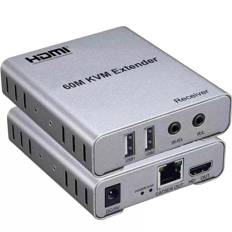HDMI Extender 60M with KVM Audio Output IR Control Support USB Mouse and Keyboard Extension Over cat5e cat6 Cable,Video Resolution up to 1080p HDMI Extender 60M with KVM Audio Output IR Control Support USB Mouse and Keyboard Extension Over cat5e cat6 Cable,Video Resolution up to 1080p