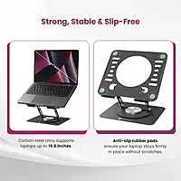 Portronics My Buddy K9 Lite Laptop Stand – Metal Build |  Rotatable | Black | 1 Year Warranty