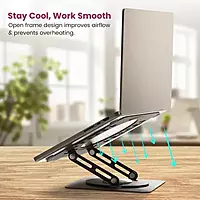 Portronics My Buddy K9 Lite Laptop Stand – Metal Build | Rotatable | Black | 1 Year Warranty