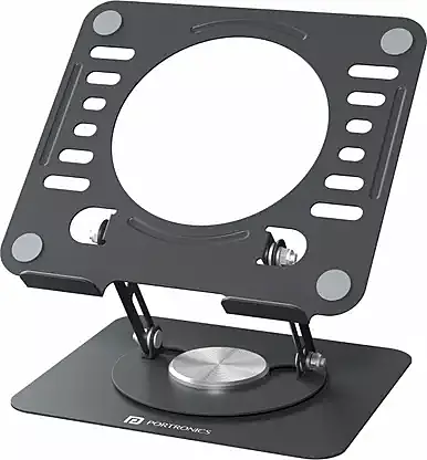 Portronics My Buddy K9 Lite Laptop Stand – Metal Build |  Rotatable | Black | 1 Year Warranty