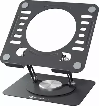Portronics My Buddy K9 Lite Laptop Stand – Metal Build | Rotatable | Black | 1 Year Warranty