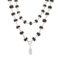 Karungali Mala with Silver Murugan, Vel & Tamil Om Pendant Spiritual Mala