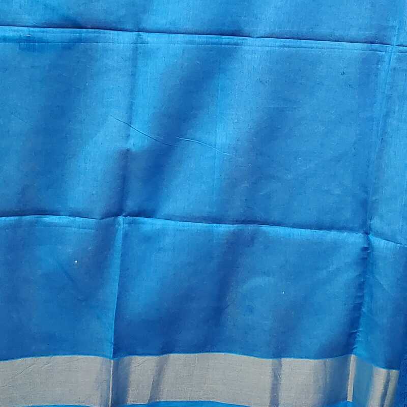 Silk Cotton Zari Border Block Print Saree #3