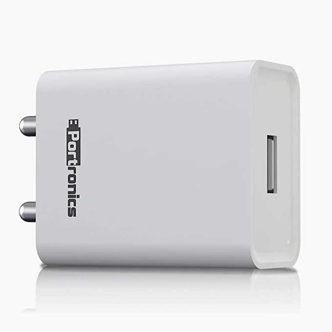 Portronics Adapto 62 POR-1062 USB Wall Adapter with 2.4A Fast Charging Single USB Port Without Cable for All iOS & Android Devices (White) Portronics Adapto 62 POR-1062 USB Wall Adapter with 2.4A Fast Charging Single USB Port Without Cable for All iOS & Android Devices (White)