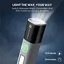 Portronics 3045 Eco Glow 2 Rechargeable Torch – Flasher | Adjustable Focus | 1200mAh Battery | Grey