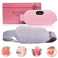 Heating Pad Belt for Menstrual Cramps, Period Pain Relief with Vibration Massage, 3 Heat Settings, Pink