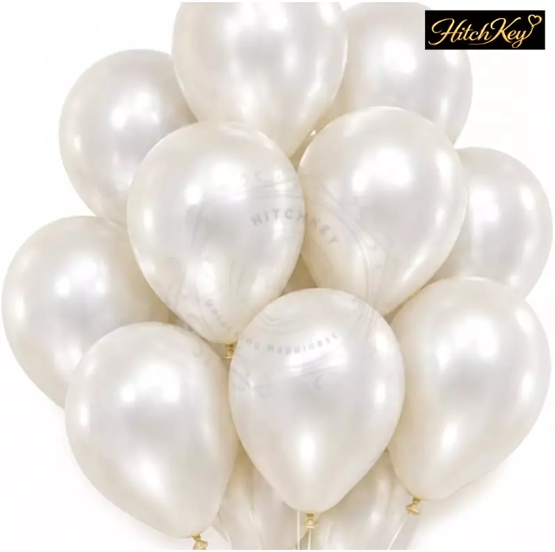 Metallic Pearl White Balloons Kit - 50 pcs