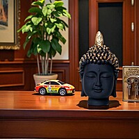 Meditating Buddha Face - Polyresin Sculpture for Home -7 Inch