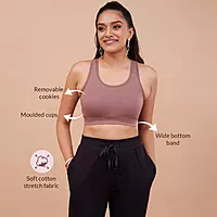 Nykd By Nykaa Cotton Stretch Slip On Sports Bra with Removable Cups NYK059