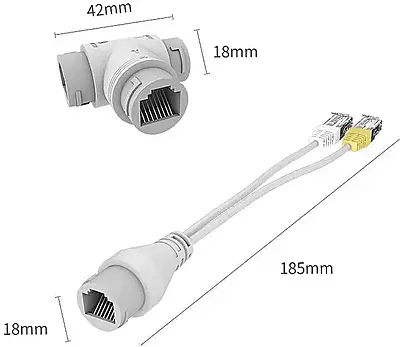 PJ45 POE Splitter/Multiplexer 2-in-1 Network Cabling Three-Way Connector PJ45 POE Splitter/Multiplexer 2-in-1 Network Cabling Three-Way Connector