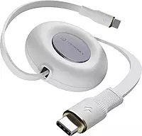Portronics POR 2272 Konnect Recoil USB-C to USB-C Cable – 100W, 1M, Flat Retractable, White