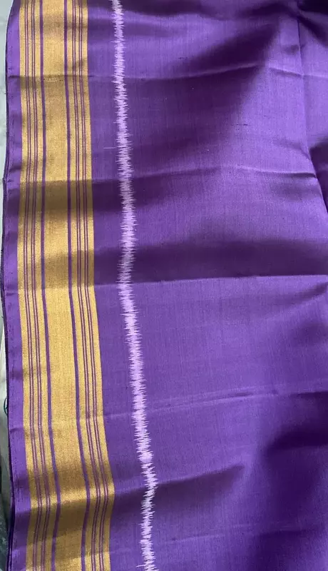Pastel Purple Ikat Silk Saree with Tree Motifs & Contrast Border with ikat blouse | Handloom Saree