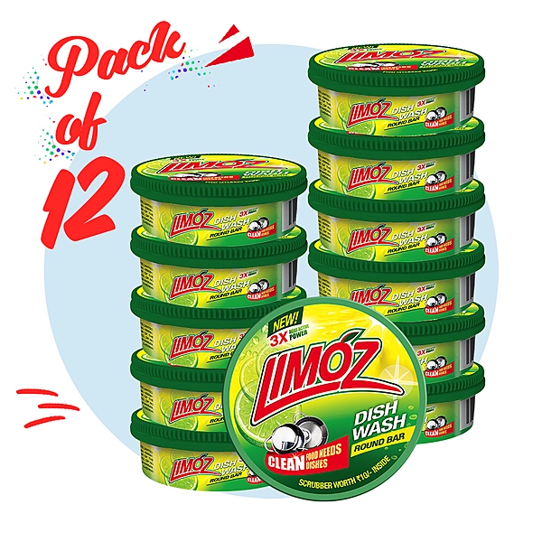 LIMOZ | Dish Wash Round Bar 250G (Pack of 12)