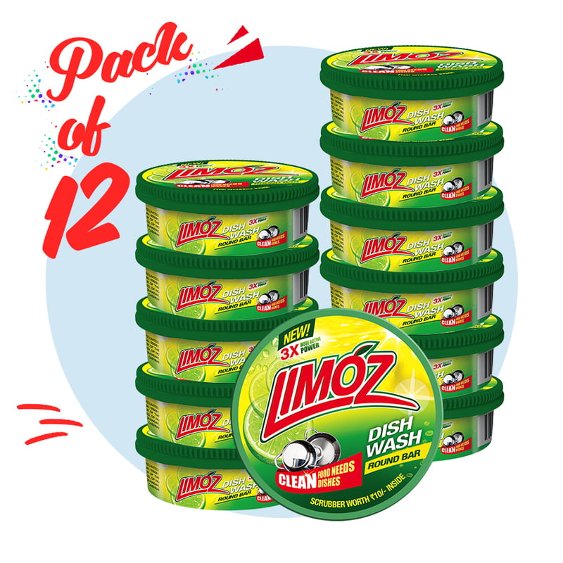 LIMOZ | Dish Wash Round Bar 250G (Pack of 12)