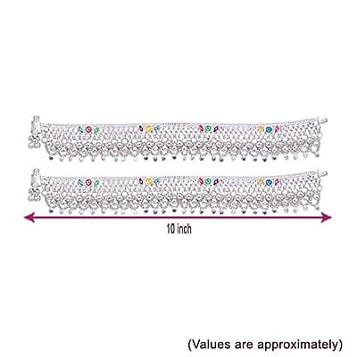 Silver Anklets for women/Enamel design Payals