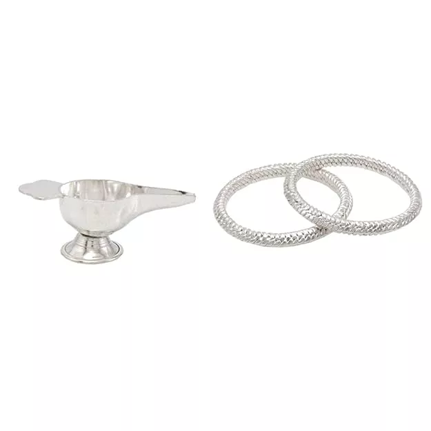 Sterling Silver Gift set for Baby (Anklets/kappu kolusu, Feeder/Paladai)