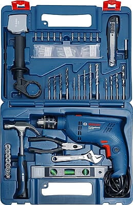 Bosch GSB 600 Corded Electric Impact Drill Kit, 600 W, 13 mm, 1.7 Kg, 3000 RPM, 1.4 Nm, Variable Speed, Forward/Reverse Rotation, Double Insulation, Improved Carbon Brush (100 Pc Kit) | Multicolor Bosch GSB 600 Corded Electric Impact Drill Kit, 600 W, 13 mm, 1.7 Kg, 3000 RPM, 1.4 Nm, Variable Speed, Forward/Reverse Rotation, Double Insulation, Improved Carbon Brush (100 Pc Kit) | Multicolor