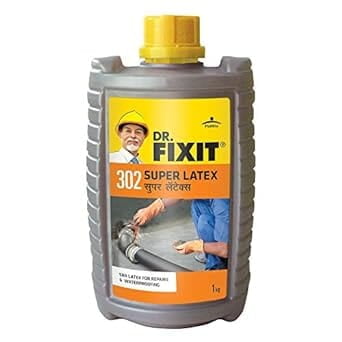DR. FIXIT 302 SBR Latex Super Latex SBR Latex For Waterproofing & Repairs for Roofs, Terraces,Bathrooms, Toilets - 1Kg, (Grey) (1Pc), Bonds strongly to concrete, masonry, stone work, plasters DR. FIXIT 302 SBR Latex Super Latex SBR Latex For Waterproofing & Repairs for Roofs, Terraces,Bathrooms, Toilets - 1Kg, (Grey) (1Pc), Bonds strongly to concrete, masonry, stone work, plasters