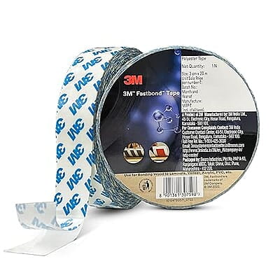 3M Fastbond Double Sided Adhesive Tape for Metals, Plastic, Glass, Wood, Water Resistant, Provides Excellent Adhesion (30mm X 20m, 1 Roll) 3M Fastbond Double Sided Adhesive Tape for Metals, Plastic, Glass, Wood, Water Resistant, Provides Excellent Adhesion (30mm X 20m, 1 Roll)